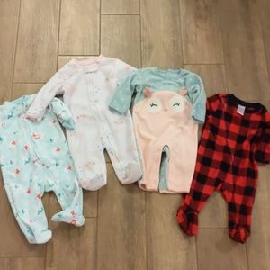 Baby Fleece Bodysuits- 4 pieces